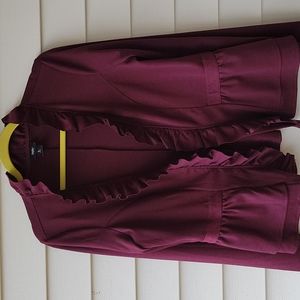 Mossimo Ruffle Cardigan Large Burgundy